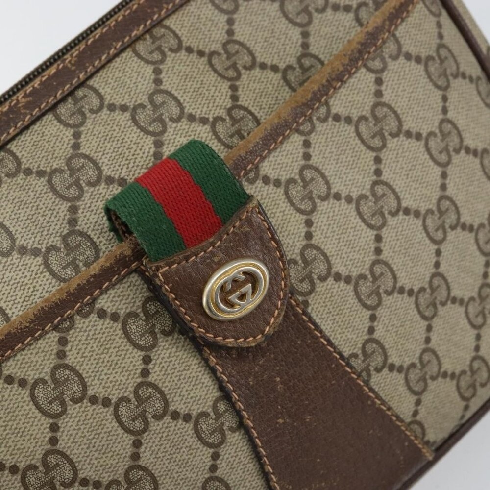 Authentic GUCCI GG Supreme Web Sherry Line Bag PVC Beige Gold 89 02 032 - Picture 6 of 16